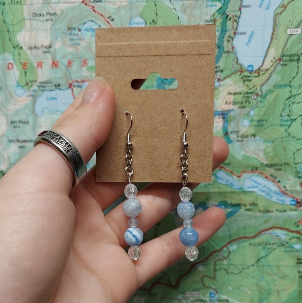 Handmade blue crystal earrings